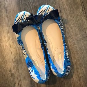 Prada ballet flats with patent leather ribbon